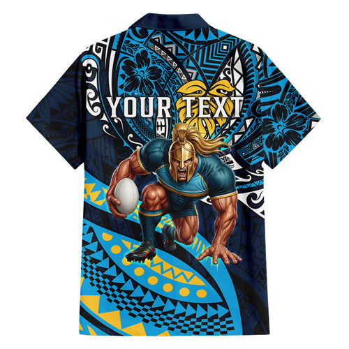 Personalised Gold Coast Titans Family Matching Tank Maxi Dress and Hawaiian Shirt Polynesian Tribal Art Style With Spartan Titan Mascot