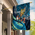 Personalised Gold Coast Titans Garden Flag Polynesian Tribal Art Style With Spartan Titan Mascot