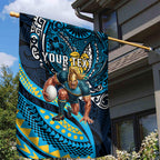 Personalised Gold Coast Titans Garden Flag Polynesian Tribal Art Style With Spartan Titan Mascot