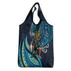 Personalised Gold Coast Titans Grocery Bag Polynesian Tribal Art Style With Spartan Titan Mascot