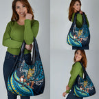 Personalised Gold Coast Titans Grocery Bag Polynesian Tribal Art Style With Spartan Titan Mascot