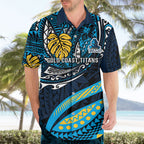 Personalised Gold Coast Titans Hawaiian Shirt Polynesian Tribal Art Style With Spartan Titan Mascot