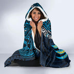 Personalised Gold Coast Titans Hooded Blanket Polynesian Tribal Art Style With Spartan Titan Mascot
