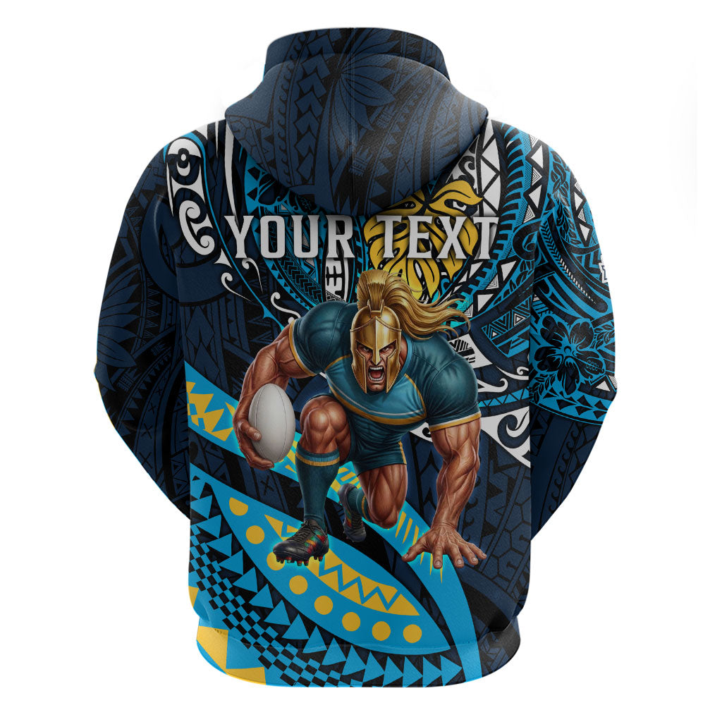 Personalised Gold Coast Titans Hoodie Polynesian Tribal Art Style With Spartan Titan Mascot