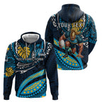 Personalised Gold Coast Titans Hoodie Polynesian Tribal Art Style With Spartan Titan Mascot