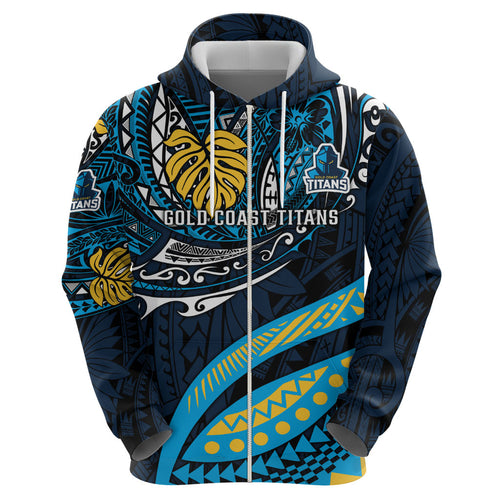 Personalised Gold Coast Titans Hoodie Polynesian Tribal Art Style With Spartan Titan Mascot