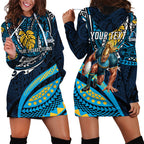 Personalised Gold Coast Titans Hoodie Dress Polynesian Tribal Art Style With Spartan Titan Mascot