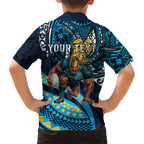 Personalised Gold Coast Titans Kid Hawaiian Shirt Polynesian Tribal Art Style With Spartan Titan Mascot