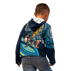 Personalised Gold Coast Titans Kid Hoodie Polynesian Tribal Art Style With Spartan Titan Mascot