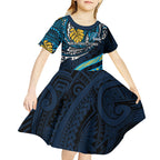 Personalised Gold Coast Titans Kid Short Sleeve Dress Polynesian Tribal Art Style With Spartan Titan Mascot