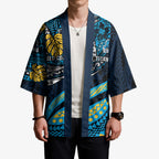 Personalised Gold Coast Titans Kimono Polynesian Tribal Art Style With Spartan Titan Mascot