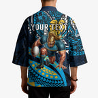 Personalised Gold Coast Titans Kimono Polynesian Tribal Art Style With Spartan Titan Mascot