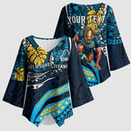 Personalised Gold Coast Titans Kimono Sleeve Blouse Polynesian Tribal Art Style With Spartan Titan Mascot