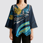 Personalised Gold Coast Titans Kimono Sleeve Blouse Polynesian Tribal Art Style With Spartan Titan Mascot