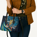 Personalised Gold Coast Titans Leather Bag Polynesian Tribal Art Style With Spartan Titan Mascot