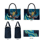 Personalised Gold Coast Titans Leather Bag Polynesian Tribal Art Style With Spartan Titan Mascot