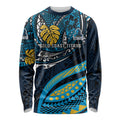 Personalised Gold Coast Titans Long Sleeve Shirt Polynesian Tribal Art Style With Spartan Titan Mascot