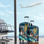 Personalised Gold Coast Titans Luggage Cover Polynesian Tribal Art Style With Spartan Titan Mascot