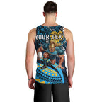 Personalised Gold Coast Titans Men Tank Top Polynesian Tribal Art Style With Spartan Titan Mascot