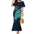 Personalised Gold Coast Titans Mermaid Dress Polynesian Tribal Art Style With Spartan Titan Mascot