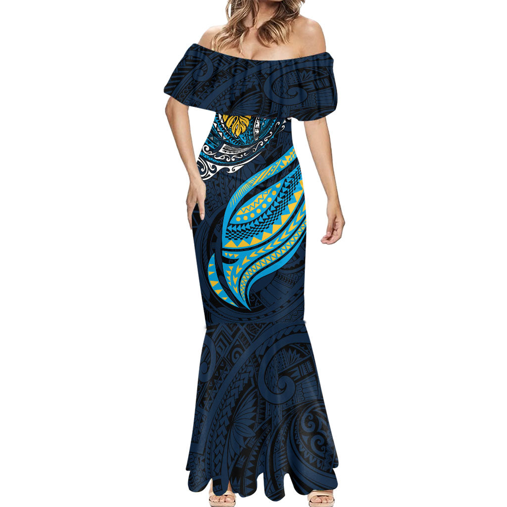Personalised Gold Coast Titans Mermaid Dress Polynesian Tribal Art Style With Spartan Titan Mascot