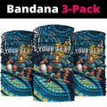 Personalised Gold Coast Titans Neck Gaiter Polynesian Tribal Art Style With Spartan Titan Mascot
