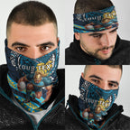 Personalised Gold Coast Titans Neck Gaiter Polynesian Tribal Art Style With Spartan Titan Mascot