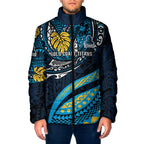 Personalised Gold Coast Titans Padded Jacket Polynesian Tribal Art Style With Spartan Titan Mascot