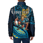 Personalised Gold Coast Titans Padded Jacket Polynesian Tribal Art Style With Spartan Titan Mascot