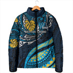 Personalised Gold Coast Titans Padded Jacket Polynesian Tribal Art Style With Spartan Titan Mascot