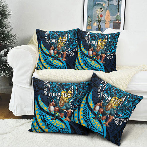 Personalised Gold Coast Titans Pillow Cover Polynesian Tribal Art Style With Spartan Titan Mascot