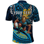 Personalised Gold Coast Titans Polo Shirt Polynesian Tribal Art Style With Spartan Titan Mascot