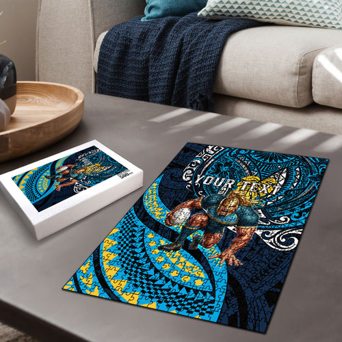 Personalised Gold Coast Titans Puzzle Polynesian Tribal Art Style With Spartan Titan Mascot