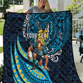 Personalised Gold Coast Titans Quilt Polynesian Tribal Art Style With Spartan Titan Mascot