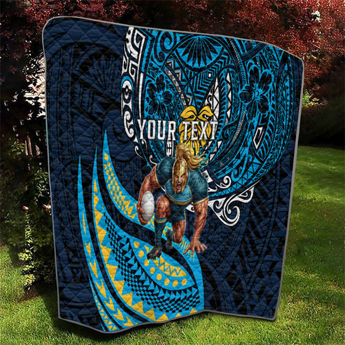 Personalised Gold Coast Titans Quilt Polynesian Tribal Art Style With Spartan Titan Mascot