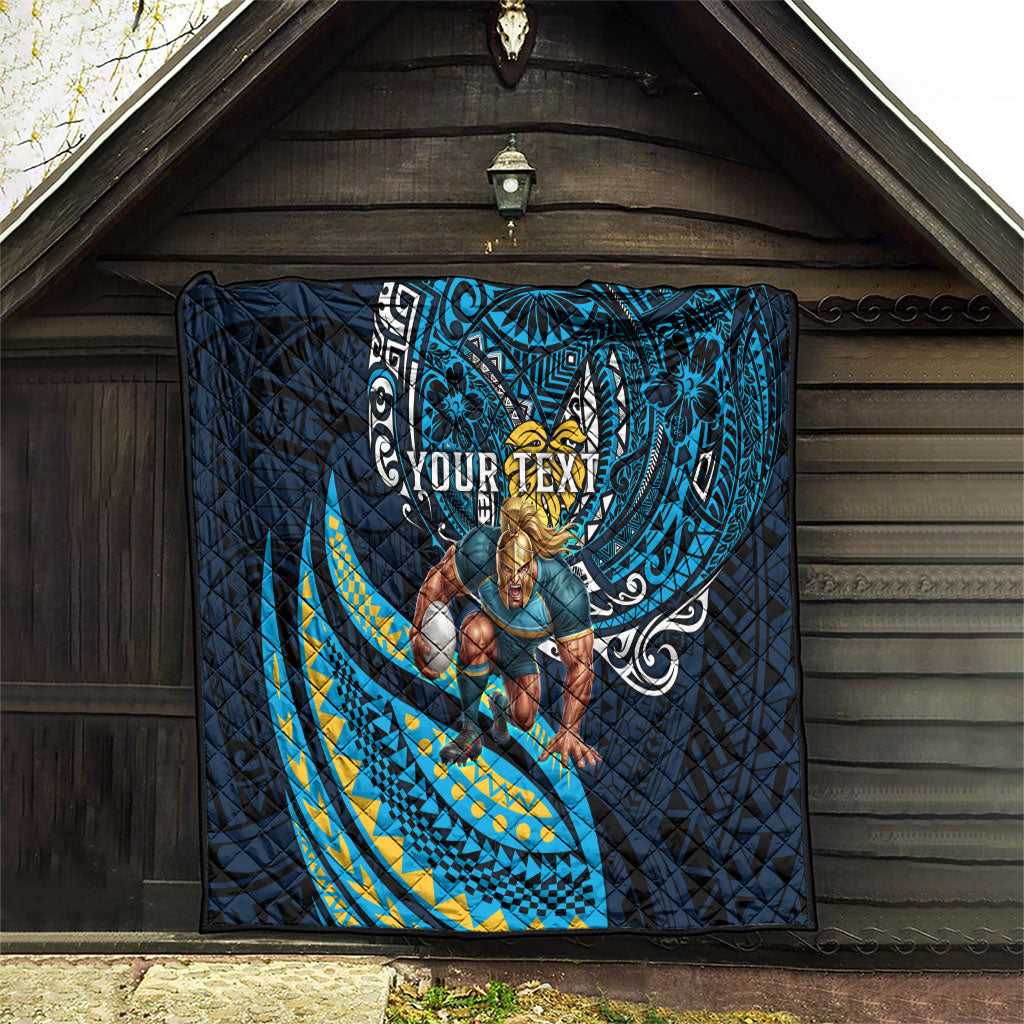 Personalised Gold Coast Titans Quilt Polynesian Tribal Art Style With Spartan Titan Mascot
