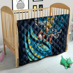 Personalised Gold Coast Titans Quilt Polynesian Tribal Art Style With Spartan Titan Mascot
