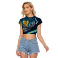 Personalised Gold Coast Titans Raglan Cropped T Shirt Polynesian Tribal Art Style With Spartan Titan Mascot