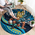 Personalised Gold Coast Titans Round Carpet Polynesian Tribal Art Style With Spartan Titan Mascot