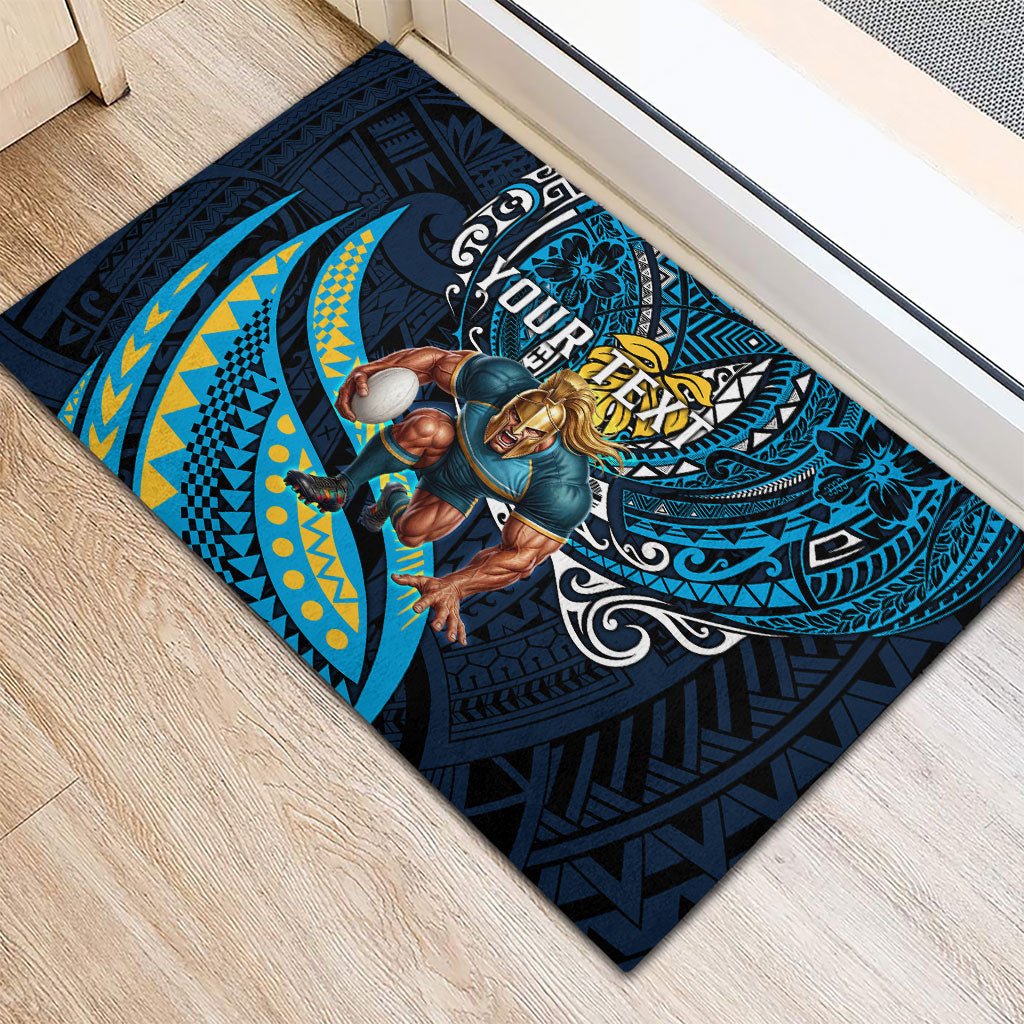 Personalised Gold Coast Titans Rubber Doormat Polynesian Tribal Art Style With Spartan Titan Mascot