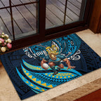 Personalised Gold Coast Titans Rubber Doormat Polynesian Tribal Art Style With Spartan Titan Mascot