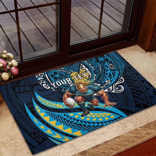 Personalised Gold Coast Titans Rubber Doormat Polynesian Tribal Art Style With Spartan Titan Mascot