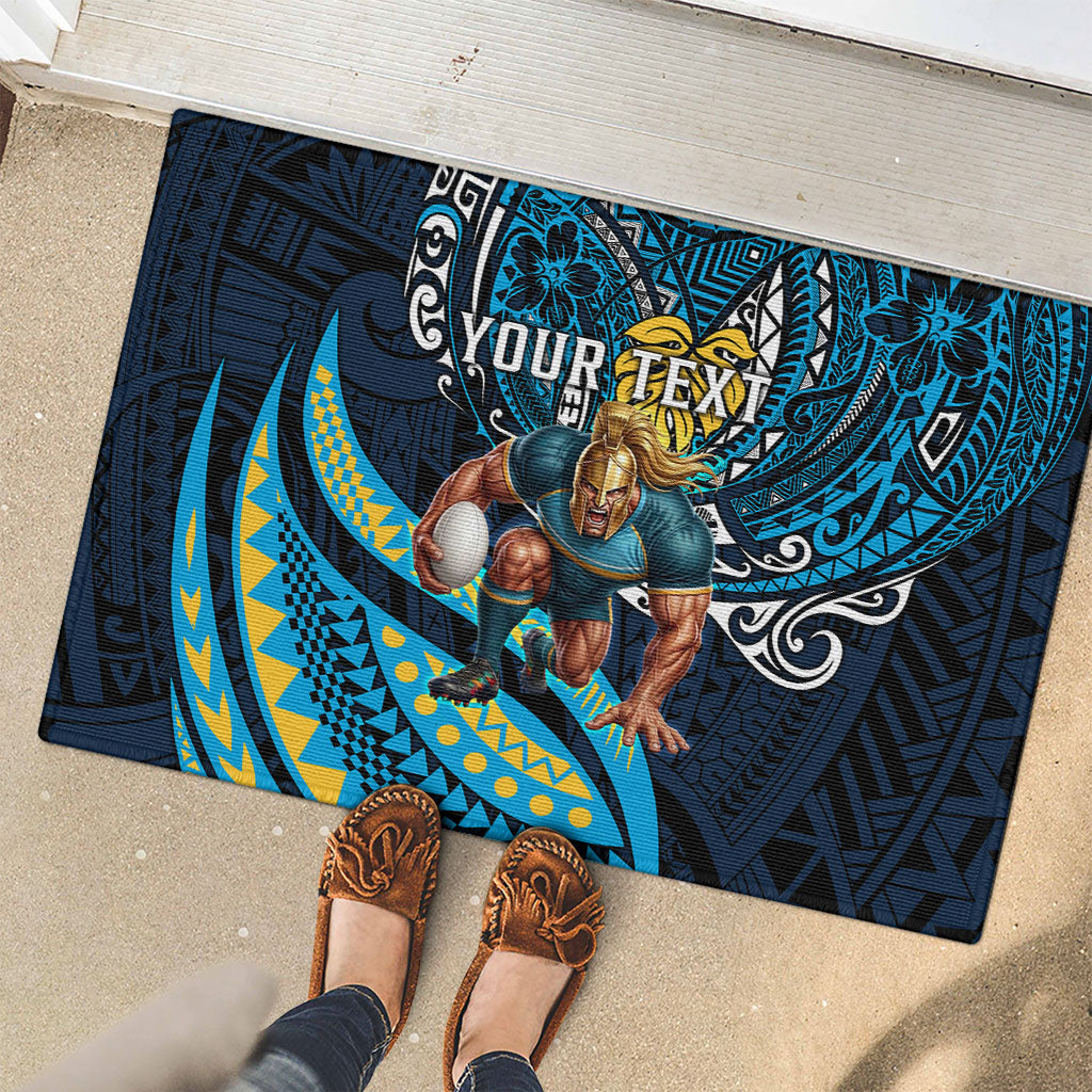 Personalised Gold Coast Titans Rubber Doormat Polynesian Tribal Art Style With Spartan Titan Mascot