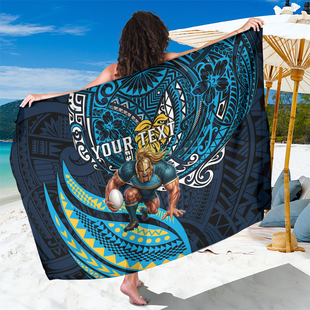 Personalised Gold Coast Titans Sarong Polynesian Tribal Art Style With Spartan Titan Mascot