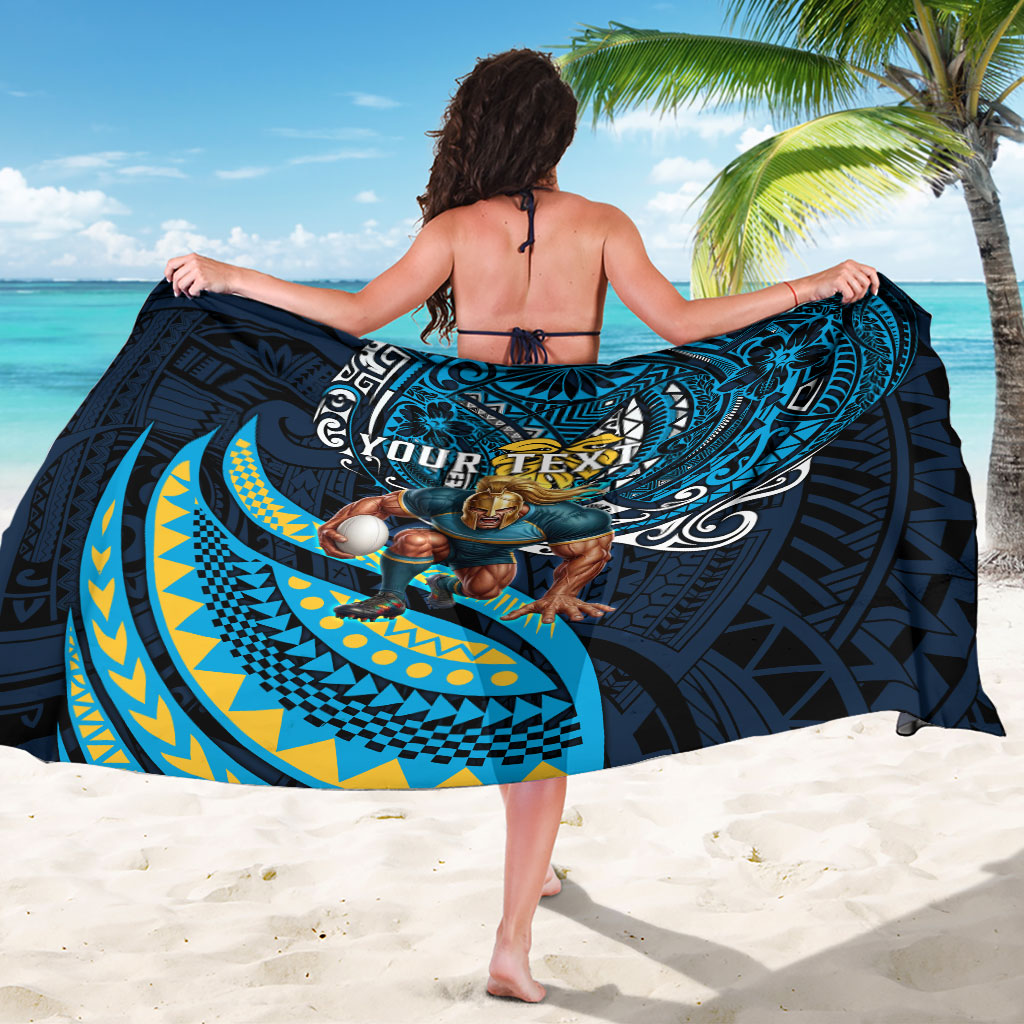 Personalised Gold Coast Titans Sarong Polynesian Tribal Art Style With Spartan Titan Mascot