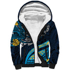 Personalised Gold Coast Titans Sherpa Hoodie Polynesian Tribal Art Style With Spartan Titan Mascot