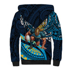 Personalised Gold Coast Titans Sherpa Hoodie Polynesian Tribal Art Style With Spartan Titan Mascot