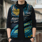 Personalised Gold Coast Titans Sleeveless Puffer Jacket Polynesian Tribal Art Style With Spartan Titan Mascot
