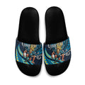 Personalised Gold Coast Titans Slide Sandals Polynesian Tribal Art Style With Spartan Titan Mascot