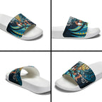 Personalised Gold Coast Titans Slide Sandals Polynesian Tribal Art Style With Spartan Titan Mascot